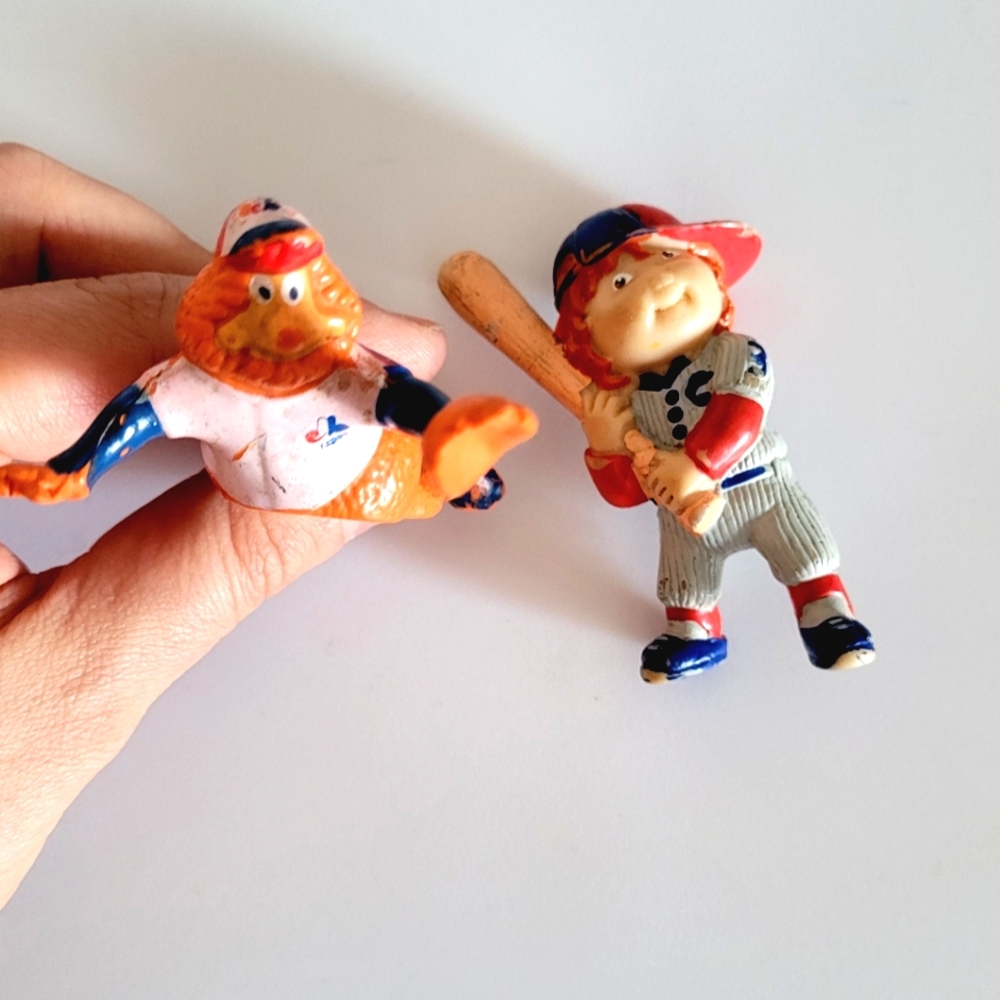 Vintage 80s Baseball Figurine Set - Expos Youppi Cabbage Patch Kids